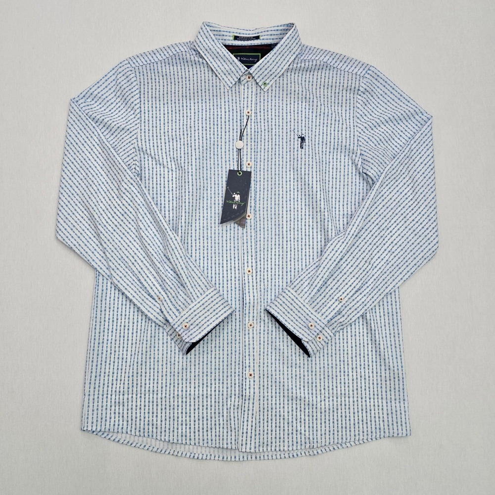 William Murray Golf Mens Beer Bottle Stripe Long Sleeve Button Down Shirt Large